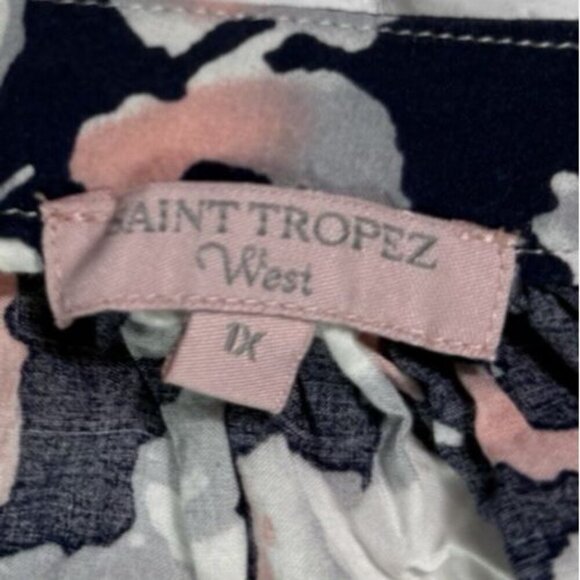 Saint Tropez West Blue Pink & Gray Abstract Print Popover Top Women's Size 1X - Picture 9 of 11